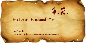 Heizer Radomér névjegykártya